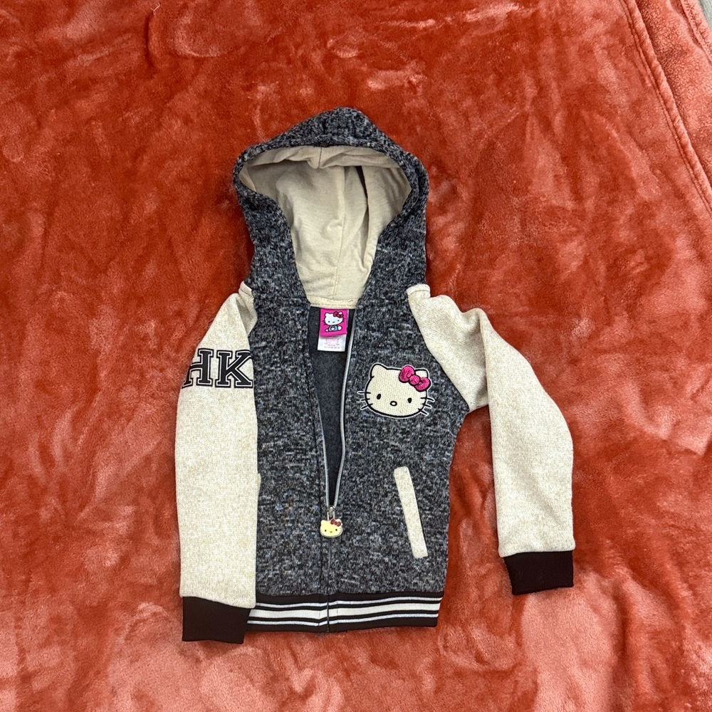 Hello Kitty Varsity Full Zip Jacket Girls Size 4